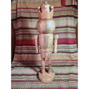 Holiday Time Wood Decorative Nutcracker Natural Brown 16 in Christmas Decor NEW
